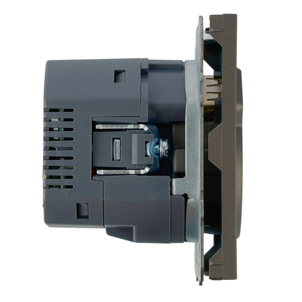 Розетка 1-местная з/ш с/з 16А + USB + Type C (механизм), Stekker, 250В, 20W Эмили, RST16-5119-09, антрацит, soft touch 50361