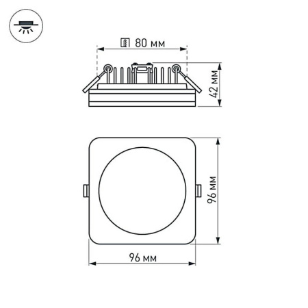 Встраиваемый светодиодный светильник Arlight LTD-96x96SOL-BK-10W Warm White 022556