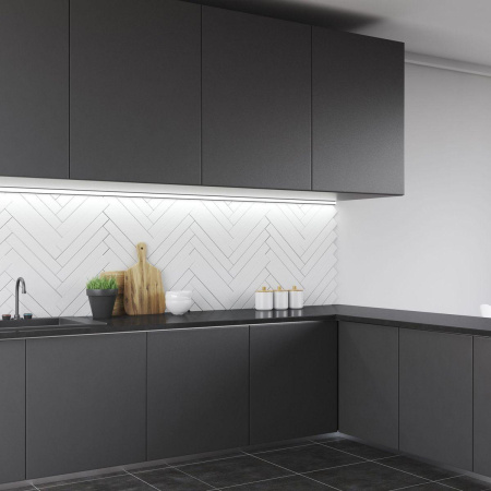 Профиль накладной с рассеивателем черный/белый 2м. Apeyron 08-03-ЧБ