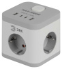 Удлинитель электрический ЭРА CUBE-3es-1,5m-4USB-W куб с заземлением с выключателем 3 розетки+4xUSBA+C 1,5м 16А белый Б0069073