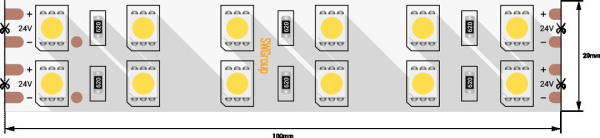 Светодиодная лента SWG 28,8W/m 120Led/m 5050SMD холодный белый 5M SWG5120-24-28.8-W-М 009705