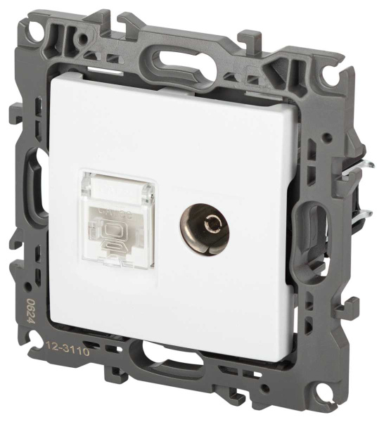 Розетка ЭРА Серия 12 12-3110-01М комбинированная RJ45+TV, белый матовый Б0065691