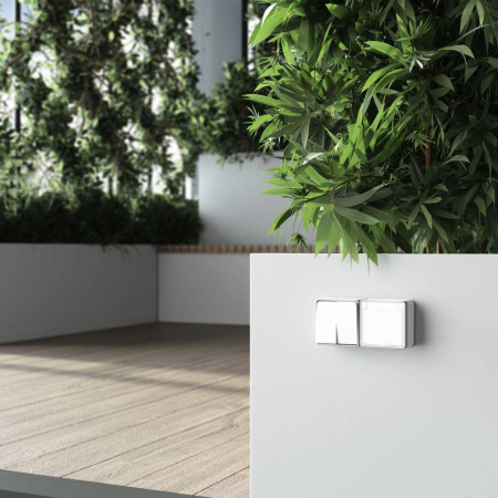 Выключатель Werkel двухклавишный влагозащищенный Gallant белый WL15-03-02 4690389102141