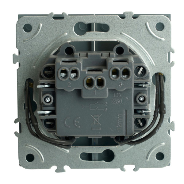 Выключатель 2-клавишный c индикатором (механизм), STEKKER, 250В, 10А, серия Эмили, RSW10-5102-10,  платиново-серый, soft touch 49942