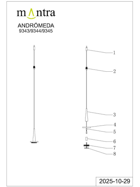 Подвесной светильник без плафона и основания Mantra Andromeda 9343