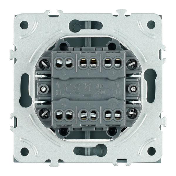 Переключатель 2-клавишный (механизм), Stekker, 250В, 10А Эмили, RSW10-5107-09, антрацит, soft touch 49921