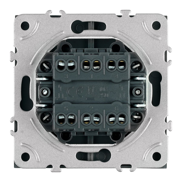 Переключатель 2-клавишный (механизм), СЗК, Stekker, 250В, 10А Эмили, RSW10-5107-05ZK, черный уголь, soft touch 50249