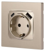 Розетка ЭРА Серия 12 12-4108-04 2P+E 16A-250В со шторками с USB type-A+C 5В-3А шампань Б0067727