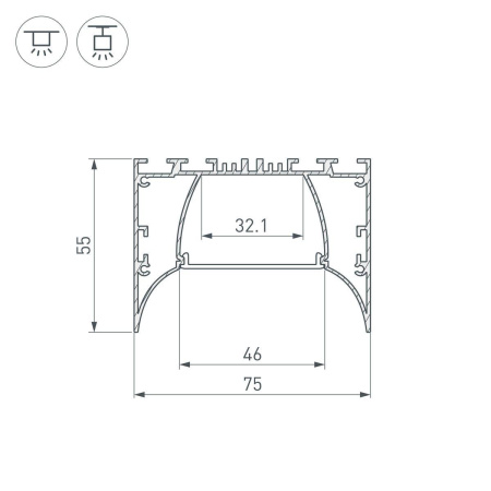 Профиль Arlight ARH-Power-7555-Comfort-2000 Anod 036355