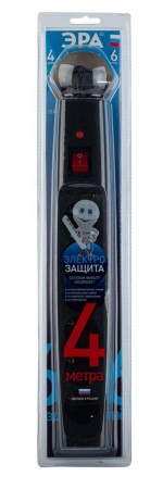 Сетевой фильтр ЭРА 6гн 4м с/з SFX-6es-4m-B Б0044026