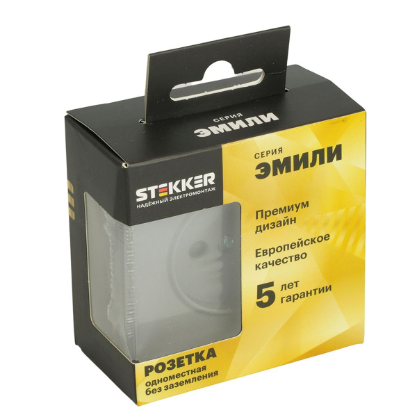 Розетка 1-местная с з/ш, б/з (механизм), СЗК, Stekker, 250В, 16А Эмили, RST16-5109-10ZK, платиново-серый, soft touch 50242