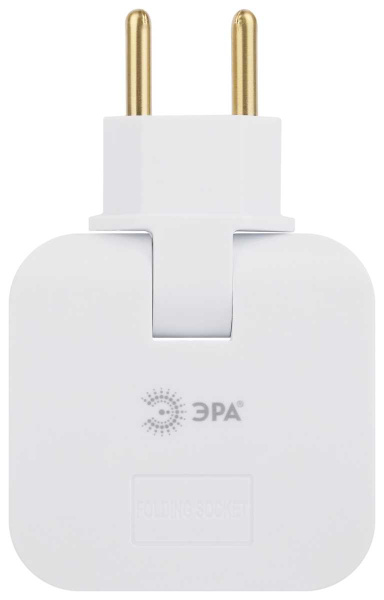 Разветвитель электрический ЭРА SPF-2-FL-USB поворотный на 2 розетки + 2USB 10А белый Б0069089