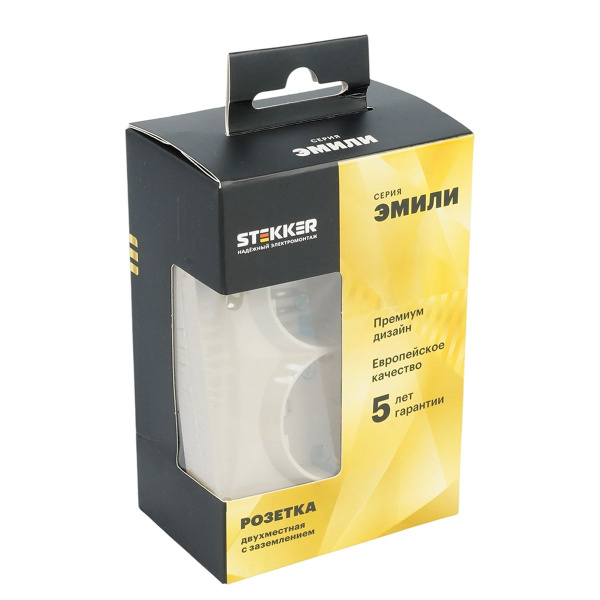 Розетка 2-местная с защитной шторкой, Stekker, с/з, 250В, 16А Эмили, RST16-5114-08, кашемир, soft touch 49908