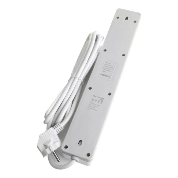 Сетевой фильтр 6-местный с/з Stekker HM20-61-02 3x1мм2, 1,8 м, серия Optima, белый 50095