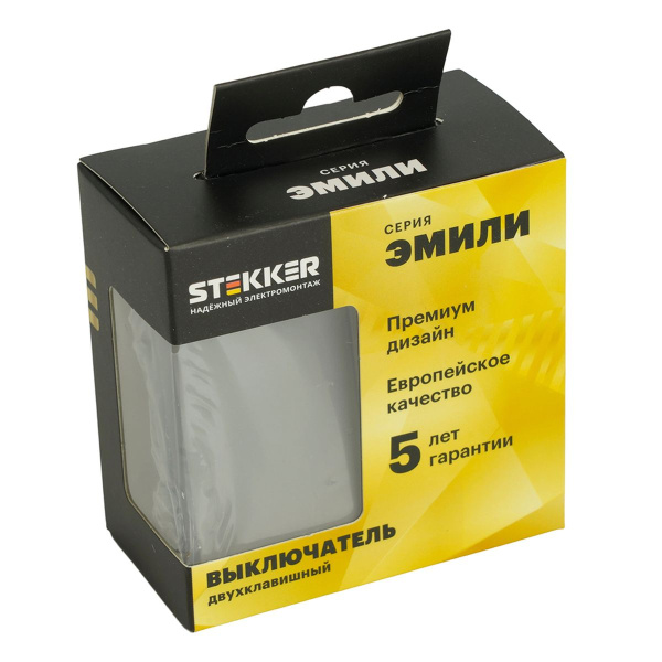 Выключатель 2-клавишный (механизм), STEKKER, 250В, 10А, серия Эмили, RSW10-5104-10, платиново-серый, soft touch 49944
