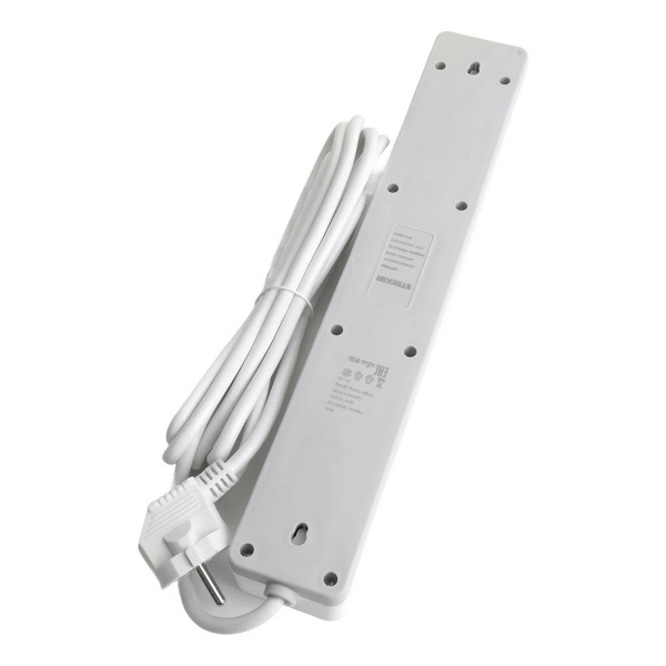 Сетевой фильтр 5-местный с/з Stekker HM20-51-03 3x1мм2, 3 м, серия Optima, белый 50093