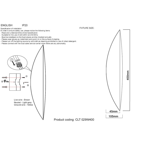 Настенный светильник Crystal Lux CLT 029W400 WH Настенный светильник Crystal Lux CLT 029W400 WH