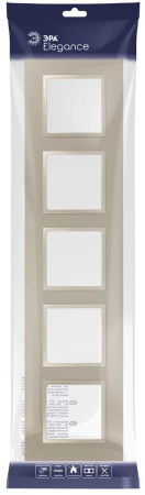Рамка для розеток и выключателей ЭРА Elegance 14-5015-04 Classic, на 5 постов, шампань Б0060594