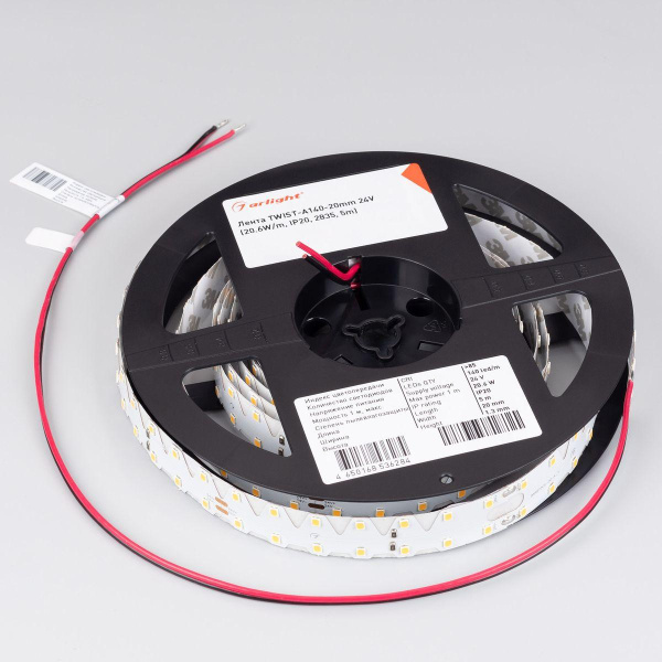 Светодиодная лента Arlight 20,6W/m 140Led/m 2835SMD холодный белый 5M TWIST-A140-20mm 24V White6000 033871(1)