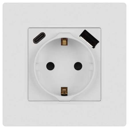 Розетка ЭРА Серия 12 12-4108-01М 2P+E 16A-250В со шторками с USB type-A+C 5В-3А белый матовый Б0067711