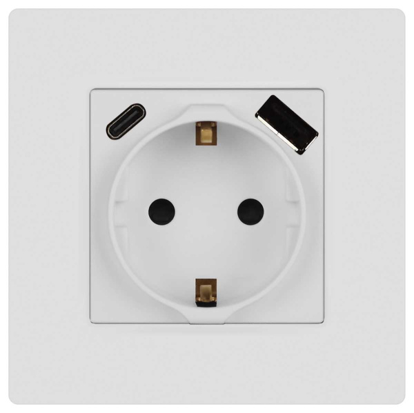 Розетка ЭРА Серия 12 12-4108-01М 2P+E 16A-250В со шторками с USB type-A+C 5В-3А белый матовый Б0067711
