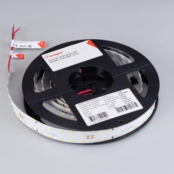 Светодиодная лента Arlight 22W/m 140Led/m 2835SMD теплый белый 4,7M RT-A140-20mm 24V Warm3500 028001