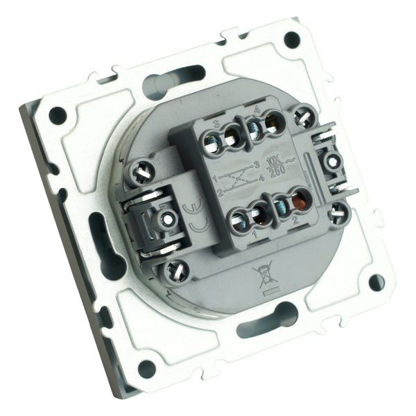 Переключатель перекрестный 1-клавишный (механизм), STEKKER, 250В, 10А, серия Эмили, RSW10-5110-10, платиново-серый, soft touch 49949