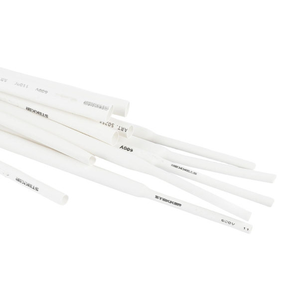 Термоусадочная трубка Stekker 4,0/2,0 мм, длина 100 см., усадка 2:1, белый HST-420-100WH 50254