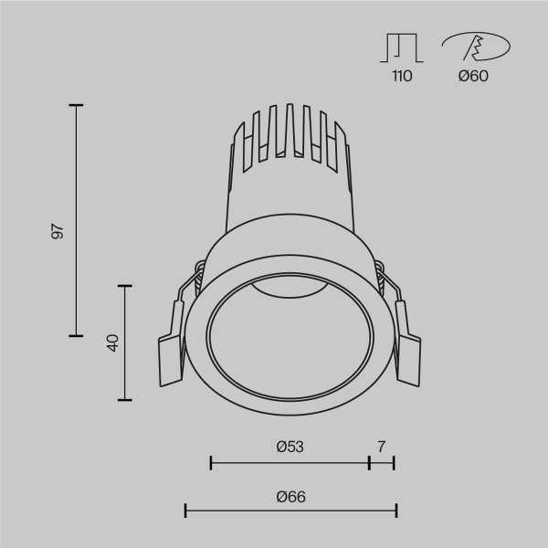Встраиваемый светильник Maytoni Technical Dip DL116-10W-4K-W