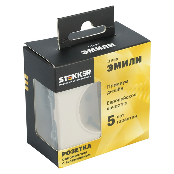 Розетка 1-местная с защитной шторкой с/з (механизм), Stekker, 250В, 16А Эмили, RST16-5110-08, кашемир, soft touch 49906