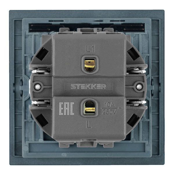 Выключатель 1-клавишный c индикатором (механизм), Stekker, 250В, 10А Мия, RSW10-3101-05, черный бархат 50445