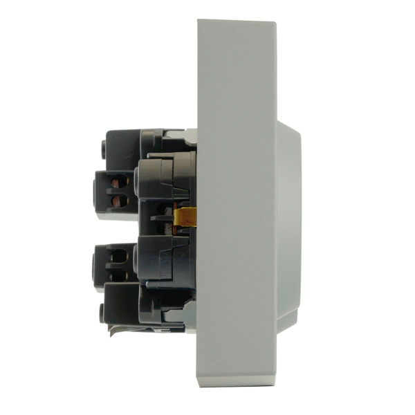 Розетка 2-местная с защитной шторкой, STEKKER, с/з, 250В, 16А, серия Эмили, RST16-5114-10, платиново-серый, soft touch 49960