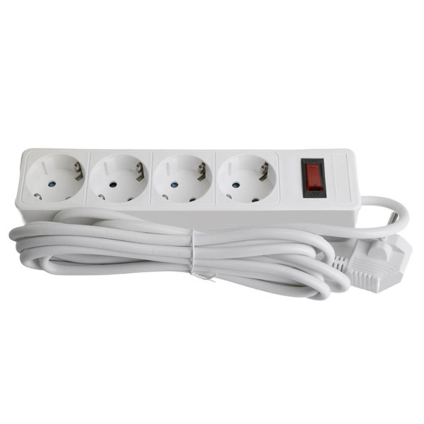 Сетевой фильтр 4-местный с/з Stekker HM20-41-02 3x1мм2, 1,8 м, серия Optima, белый 50089