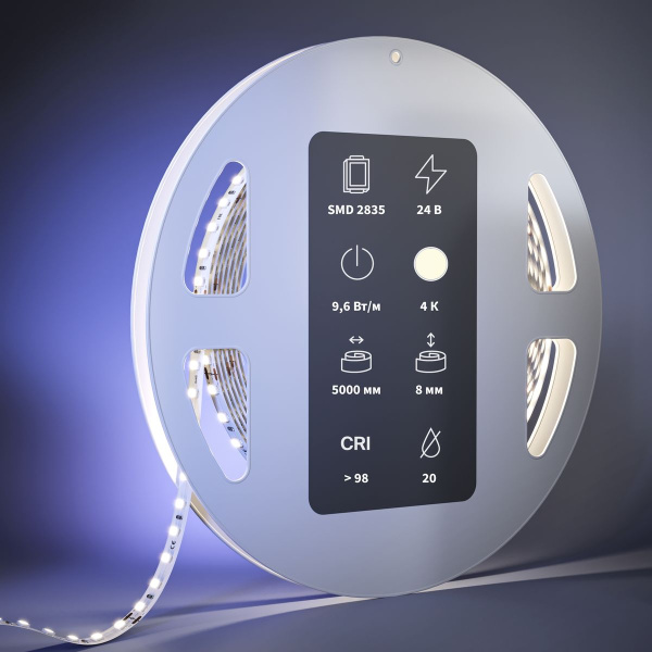 Светодиодная лента Maytoni 9,6W/m 120LED/m 2835SMD дневной белый 5M 201086