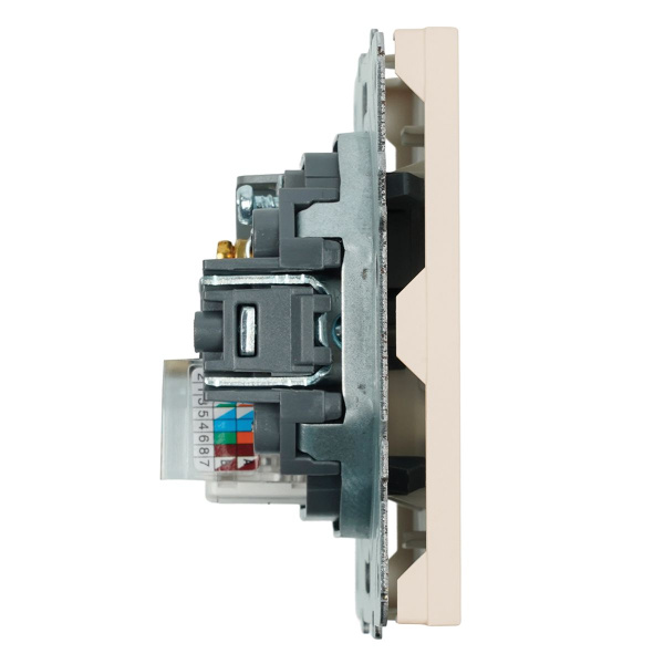 Розетка TV + компьютерная RJ-45 (механизм), Stekker Эмили, RST00-5106-08, кашемир, soft touch 49898