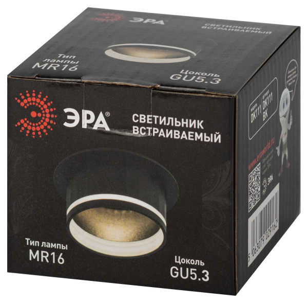 Светильник встраиваемый декоративный ЭРА DK111 BK под лампу MR16 GU5.3 черный Б0058432