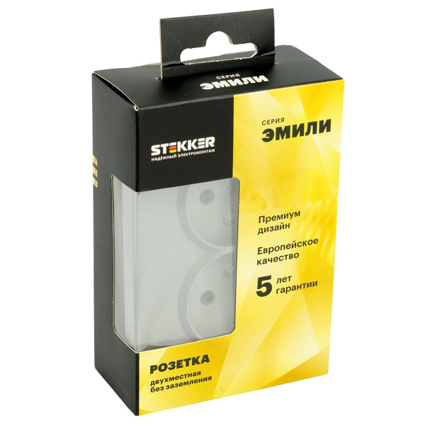 Розетка 2-местная с защитной шторкой, STEKKER, б/з, 250В, 16А, серия Эмили, RST16-5116-10 , платиново-серый, soft touch 49955