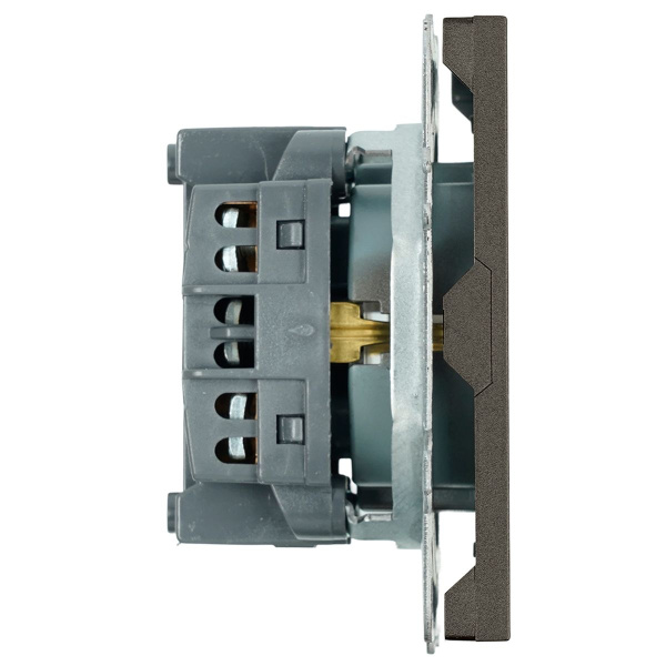 Розетка 1-местная с защитной шторкой с/з (механизм), Stekker, 250В, 16А Эмили, RST16-5110-09, антрацит, soft touch 49932