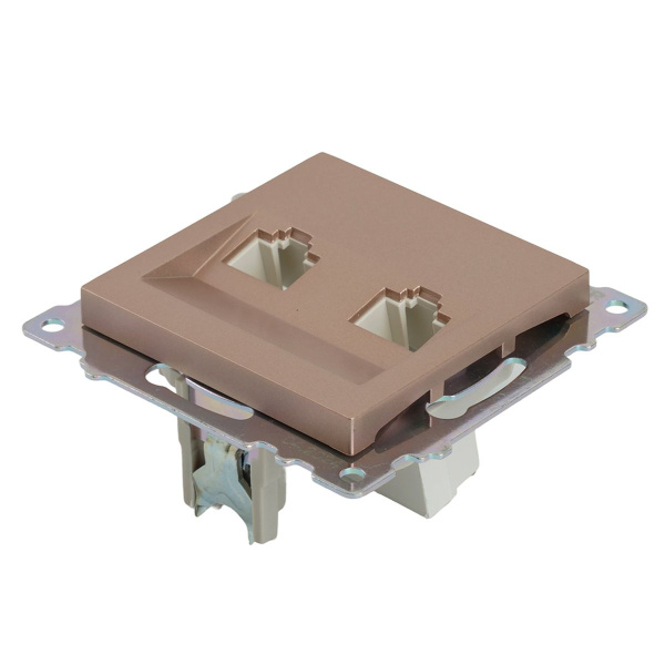 Розетка компьютерная 2-местная RJ-45 (механизм) Stekker GLS00-7109-02 Катрин, шампань 50004