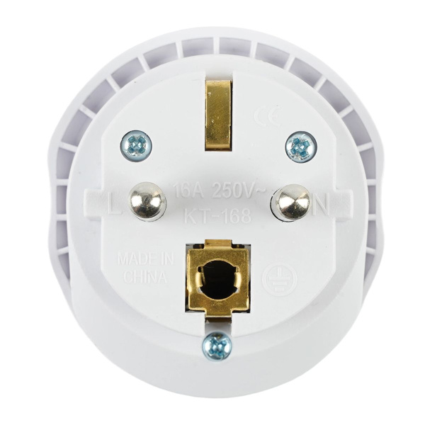 Адаптер-переходник для евровилки с/з, ультраплоский, Stekker ADP16-06-20W, 250В, 16A, IP20,белый 50412