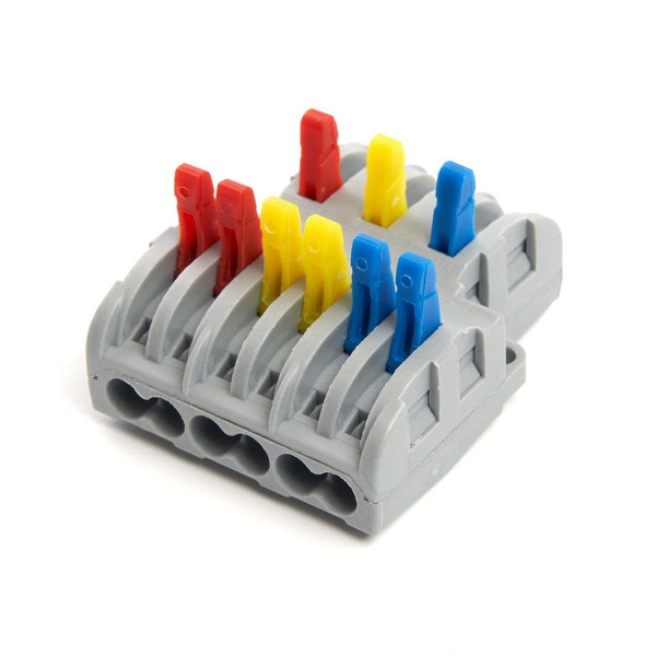 Клемма строительно-монтажная Stekker для подключения фазных проводников 3 контактные группы, (1 ввод,2вывода на полюс) LD222-427 39499