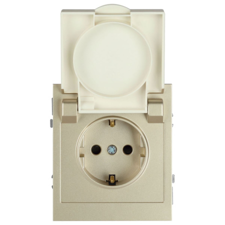 Розетка ЭРА Arktik 16-2103-04 с заземлением 2P+E Schuko со шторками с крышкой 16А-250В шампань Б0070437