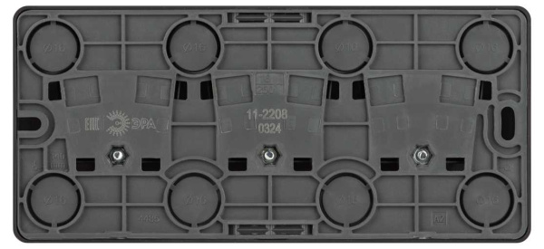 Розетка ЭРА Эксперт 11-2208-05 тройная с заземлением 3х2P+E Schuko IP20 16A-250В ОУ антрацит Б0063007