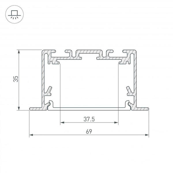 Профиль Arlight S2-Linia69-F-2500 Seamless Anod 029470