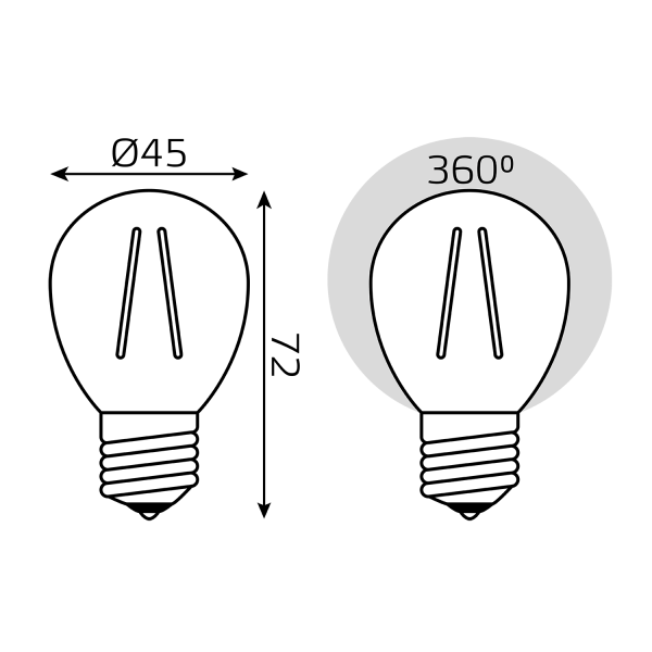 Лампа светодиодная филаментная Gauss E27 5W 2700K прозрачная 105802105