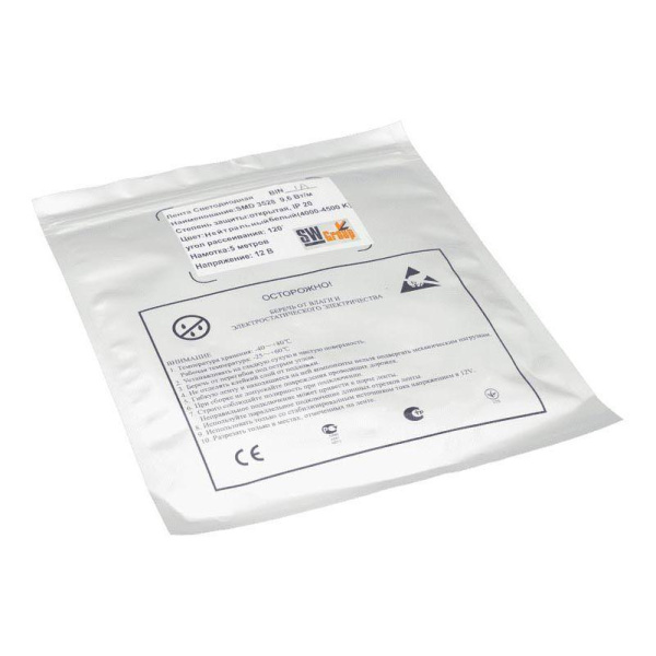 Светодиодная лента SWG 9,6W/m 120LED/m 3528SMD холодный белый 5M 003263