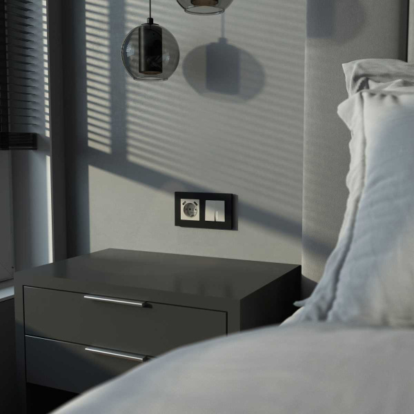 Выключатель двухклавишный с подсветкой (дымчатый) W1220104/ a069457