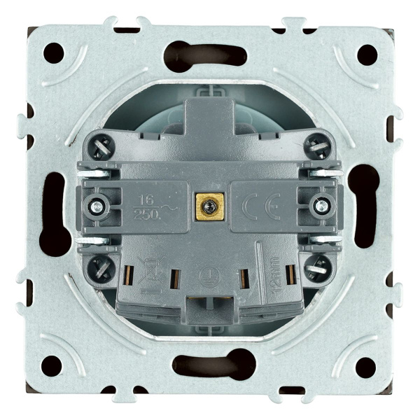 Розетка 1-местная с защитной шторкой с/з (механизм), Stekker, 250В, 16А Эмили, RST16-5110-09, антрацит, soft touch 49932