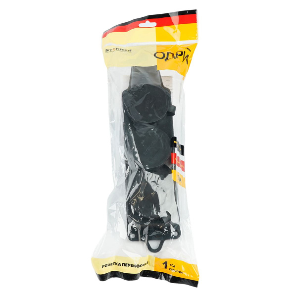 Розетка тройная переносная 2P+PE Stekker Одри с крышкой черный RST16-23-44 32739