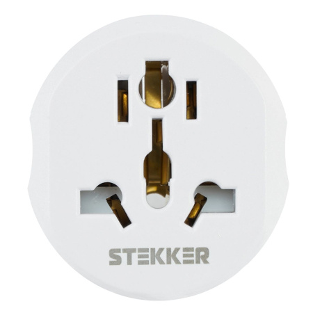 Адаптер-переходник для евровилки с/з, ультраплоский, Stekker ADP16-06-20W, 250В, 16A, IP20,белый 50412
